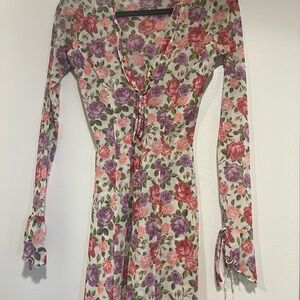 RESA Sloane Mini : Floral Long Sleeve Wrap Dress